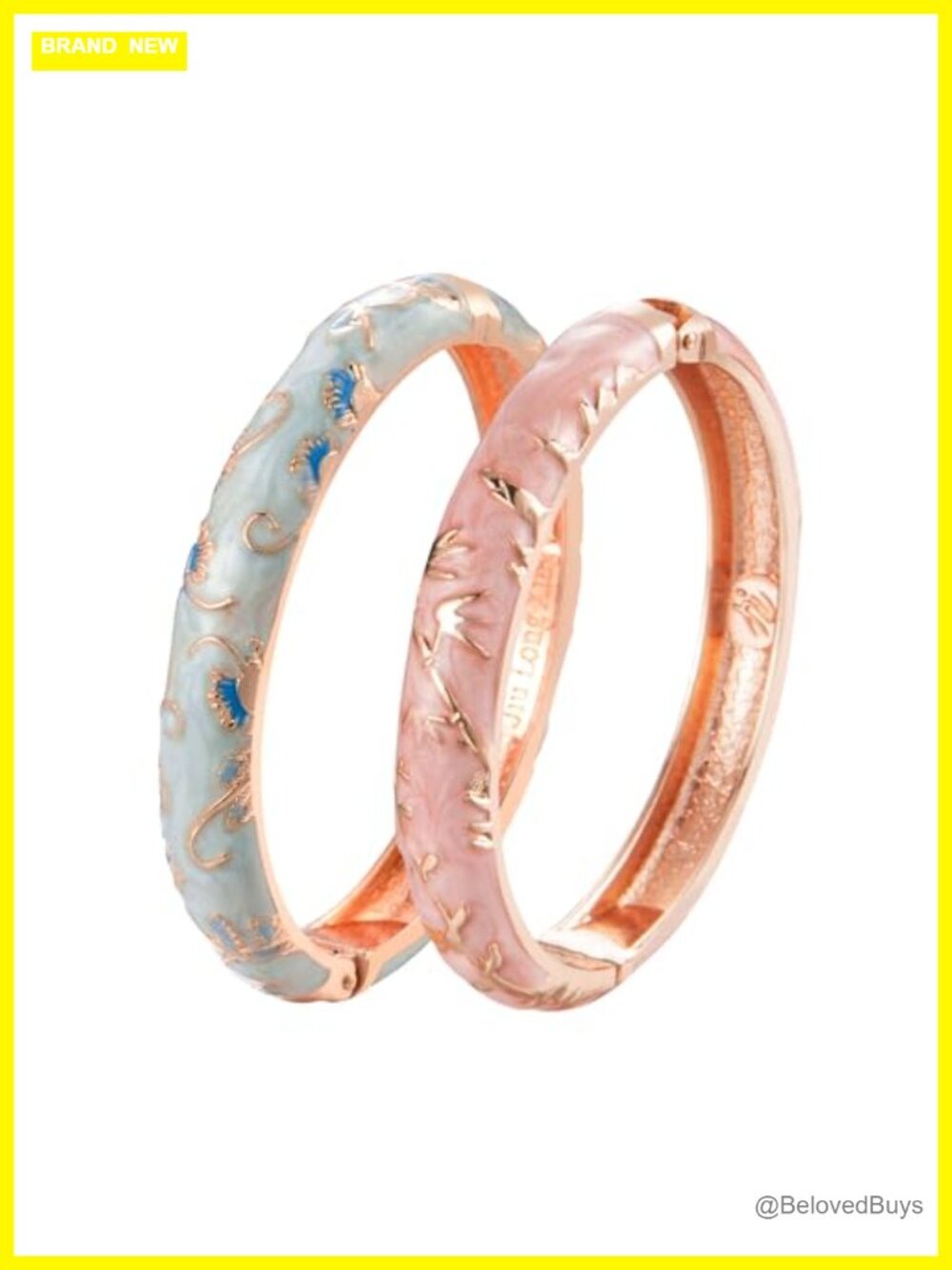 UJOY Cloisonne Bracelets Set Plated Enameled Jewelry Spring Hinged Metal Cuff